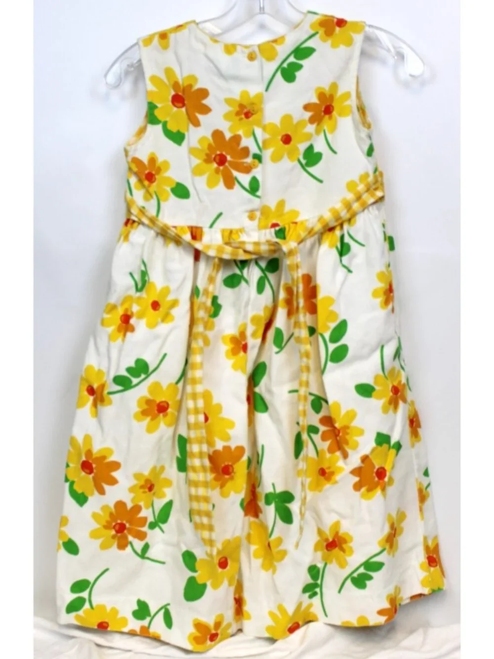 Catherine Rebecca White Yellow Floral Dress z 8 Spring Summer Waffle Knit Gingha
